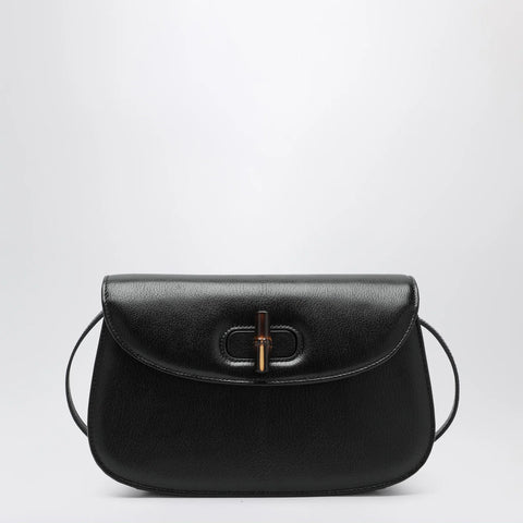 GUCCI Black leather bag with bamboo closure