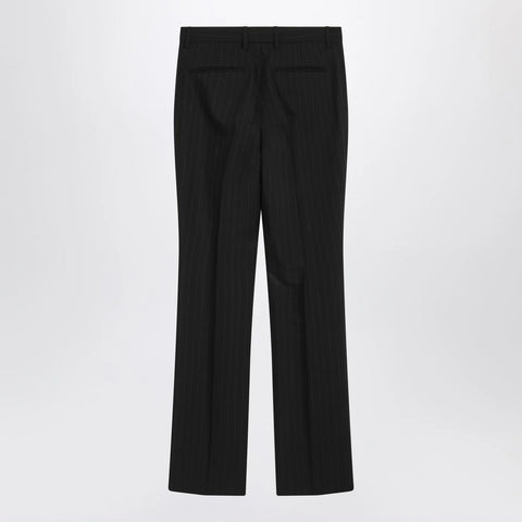 GUCCI Black wool pinstripe trousers