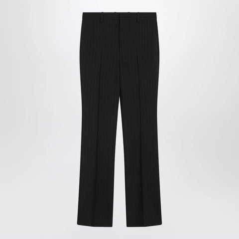 GUCCI Black wool pinstripe trousers