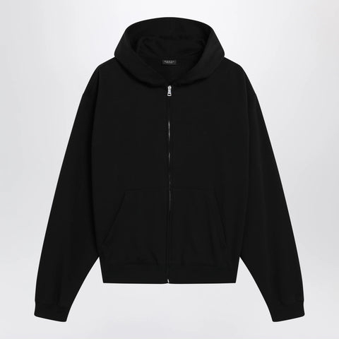GUCCI Black zip hoodie in cashmere blend with logo print