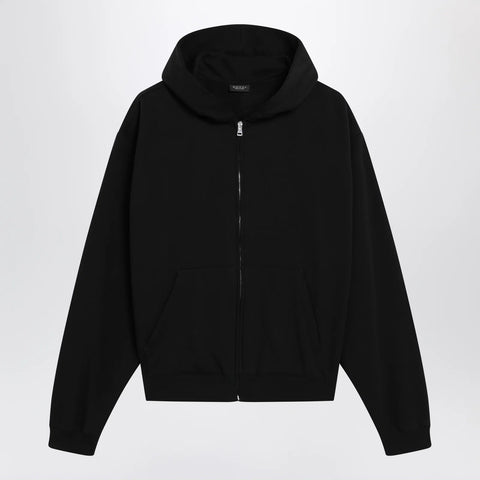 GUCCI Black zip hoodie in cashmere blend with logo print