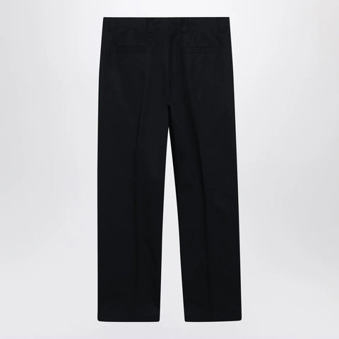GUCCI Blue cotton trousers with logo print