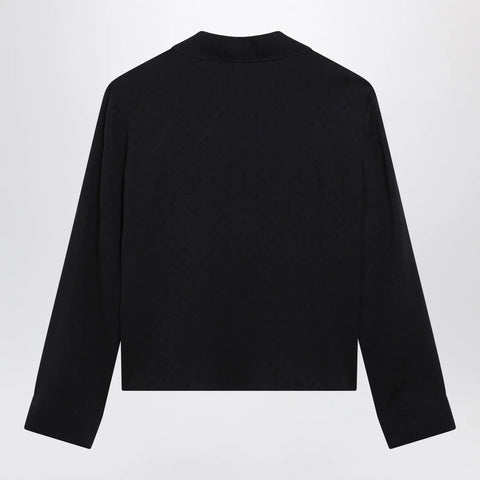 GUCCI Blue jacquard silk-blend shirt