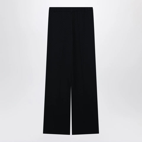 GUCCI Blue jacquard silk-blend trousers