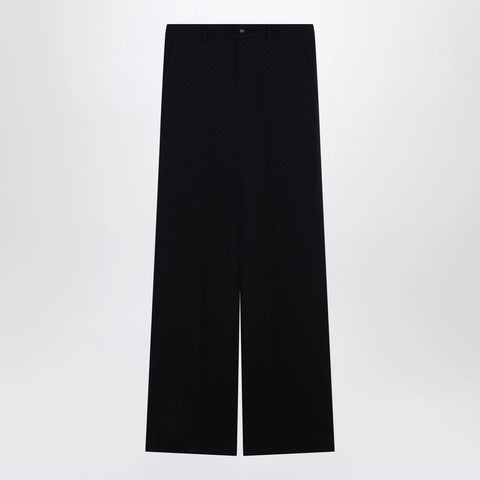 GUCCI Blue jacquard silk-blend trousers