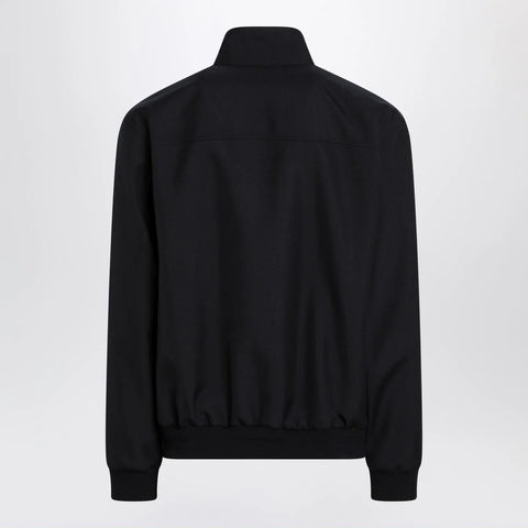 GUCCI Blue zip-up jacket in wool-blend twill
