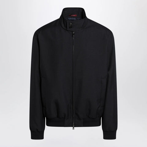 GUCCI Blue zip-up jacket in wool-blend twill