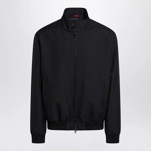 GUCCI Blue zip-up jacket in wool-blend twill