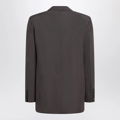 GUCCI Brown double-breasted jacket in technical panama fabric