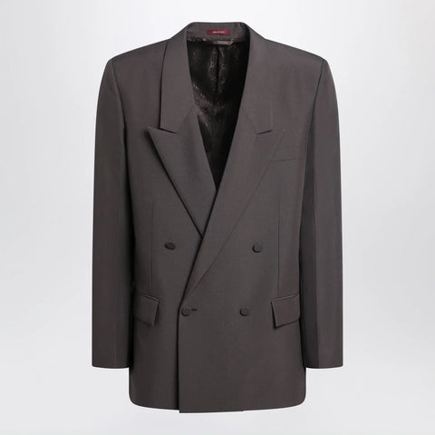 GUCCI Brown double-breasted jacket in technical panama fabric