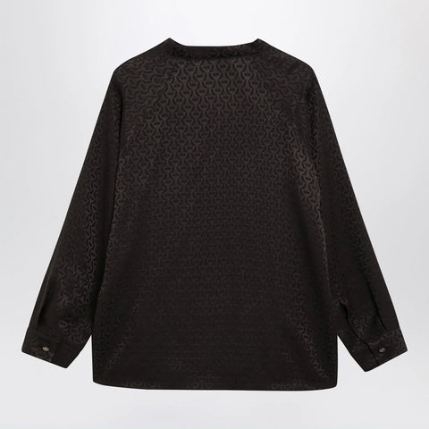 GUCCI Brown jacquard silk shirt with clamps