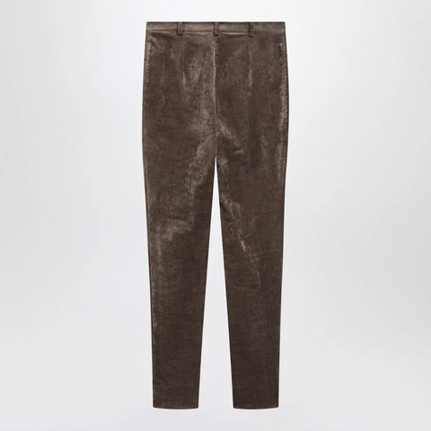 GUCCI Brown stretch velvet leggings