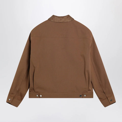 GUCCI Camel zip-up jacket with GG details