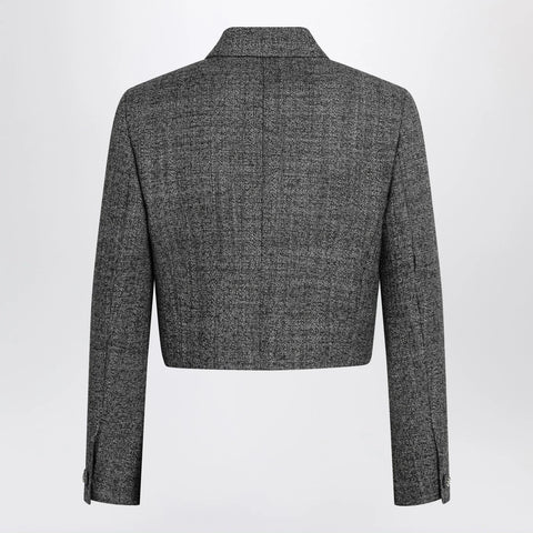 GUCCI Cropped wool jacket with black/white texture