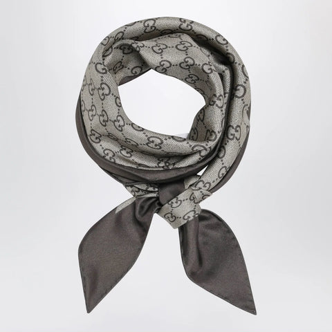 GUCCI Diamond-Shaped Printed Silk Twill Scarf