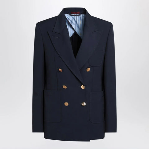 GUCCI Double-breasted blue jacket in cotton