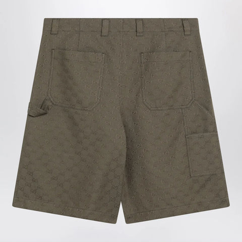 GUCCI Forest green Bermuda shorts in GG fabric