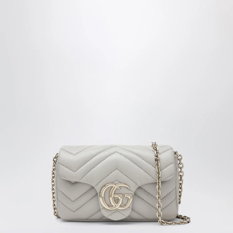 GUCCI GG Marmont mini shoulder bag in light grey leather