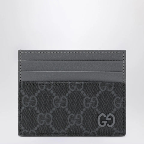 GUCCI GG card holder with grey trims