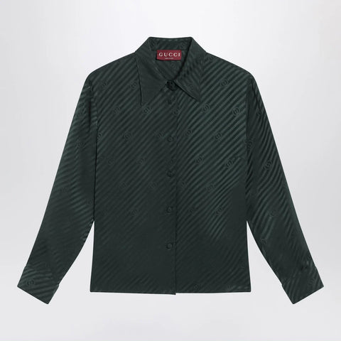 GUCCI Green GG jacquard silk shirt