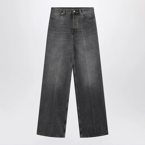 GUCCI Grey stone-washed wide-leg jeans