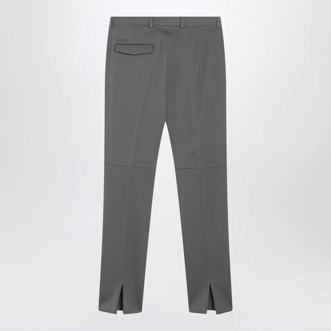 GUCCI Grey wool satin trousers