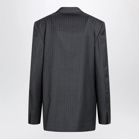 GUCCI Grey/light blue pinstripe wool jacket
