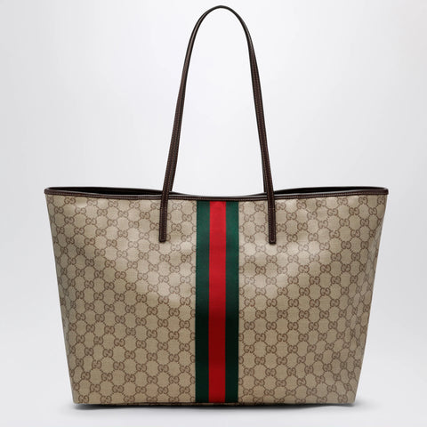 GUCCI Large Tribeca shopping tote in GG canvas, brown