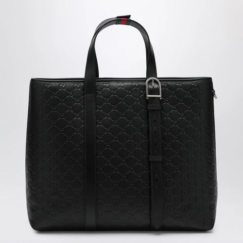 GUCCI Large black GG Emblem shopping bag
