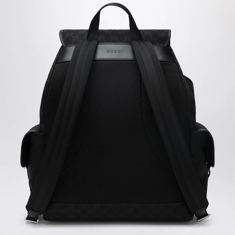 GUCCI Large black GG fabric backpack