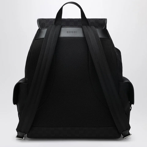 GUCCI Large black GG fabric backpack