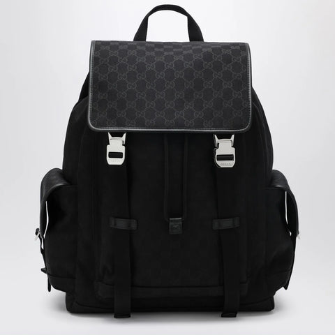 GUCCI Large black GG fabric backpack