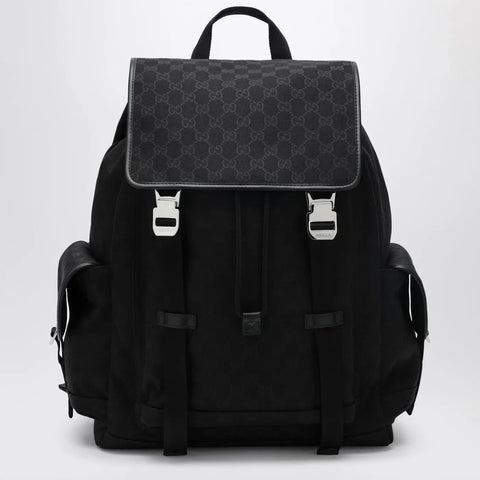 GUCCI Large black GG fabric backpack