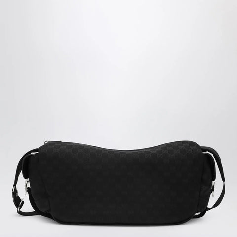 GUCCI Large black crossbody bag in GG fabric