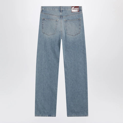 GUCCI Light Blue Loose-Fit Washed Jeans