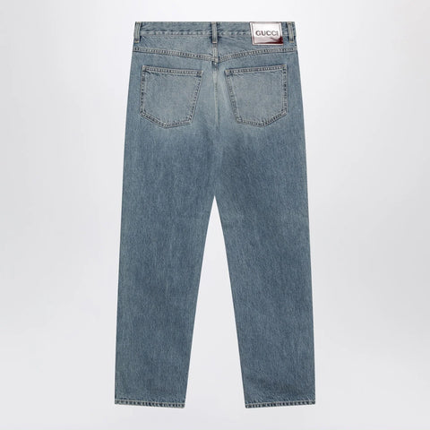 GUCCI Light blue délavé slim-fit jeans