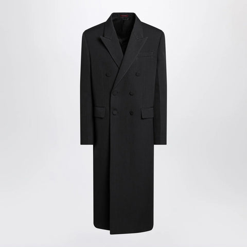 GUCCI Long double-breasted grey wool coat