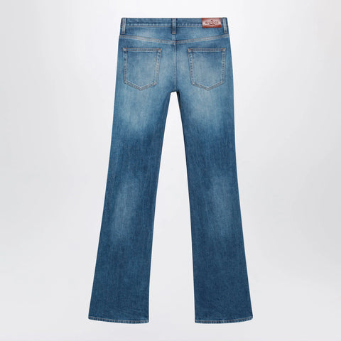 GUCCI Low-rise flare jeans with Horsebit in blue denim