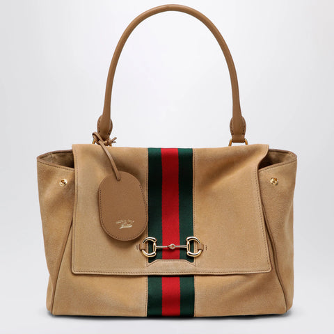 GUCCI Medium Paparazzo handbag in sand-coloured suede