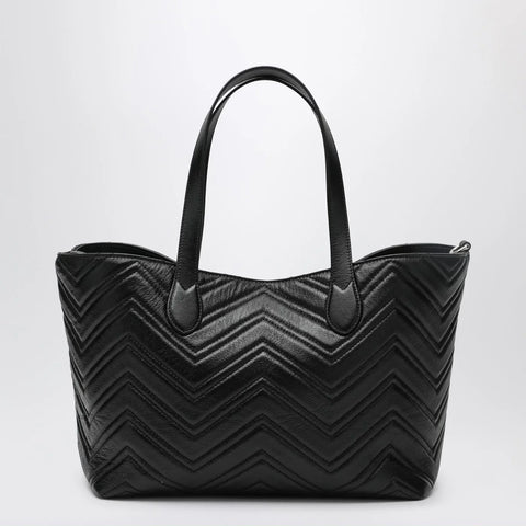GUCCI Medium black GG Marmont shopping bag