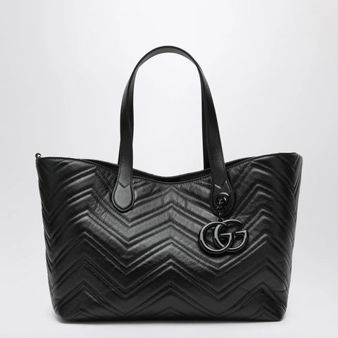 GUCCI Medium black GG Marmont shopping bag