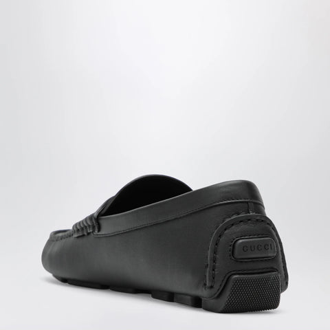 GUCCI Men's driver loafer in black leather with Web