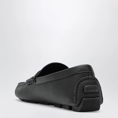 GUCCI Men's driver loafer in black leather with Web