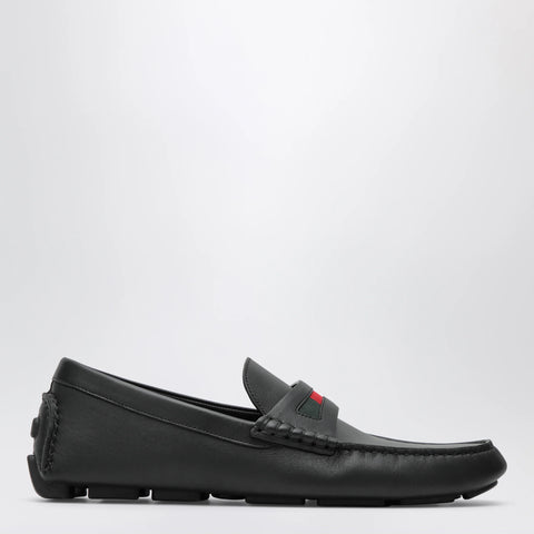 GUCCI Men's driver loafer in black leather with Web