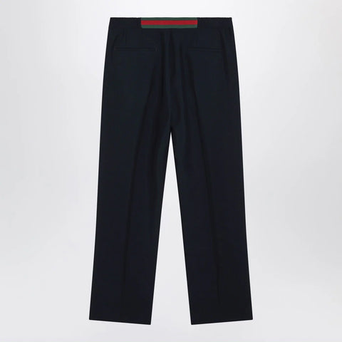 GUCCI Midnight blue technical panama trousers