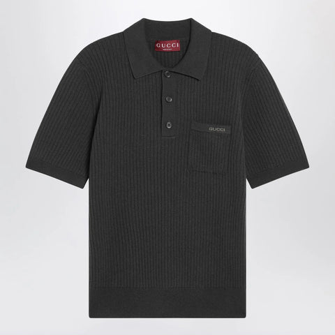 GUCCI Military green wool and cashmere polo