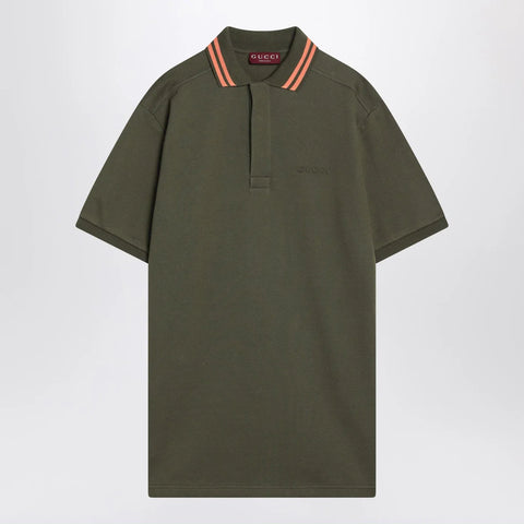 GUCCI Moss green polo in cotton blend