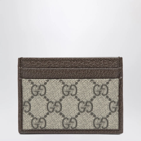GUCCI Ophidia GG Supreme card holder in beige/dark brown