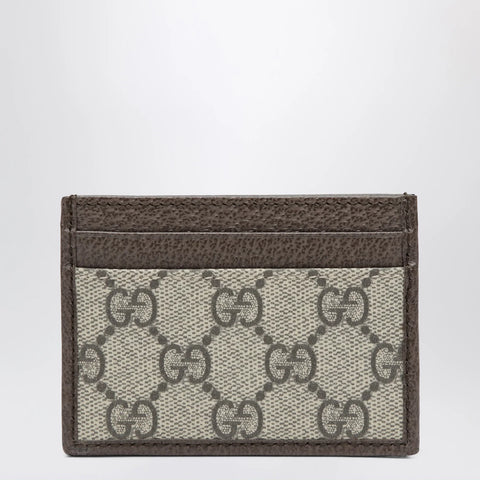 GUCCI Ophidia GG Supreme card holder in beige/dark brown