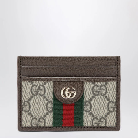 GUCCI Ophidia GG Supreme card holder in beige/dark brown